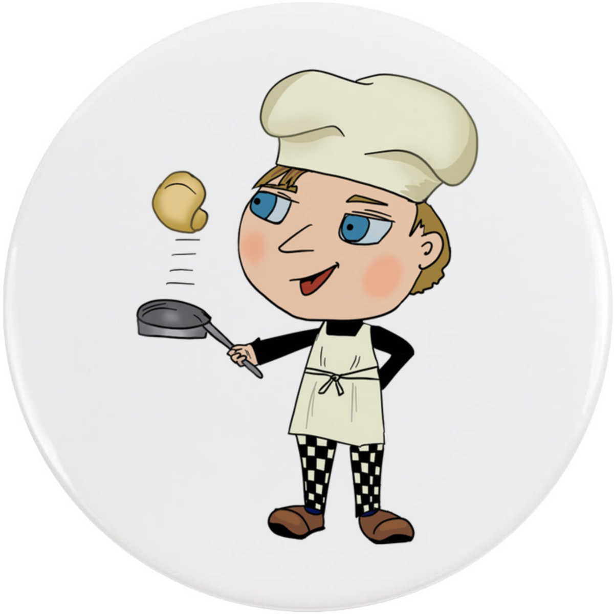 58mm 'Chef Flipping Pancake' Medium Button Pin Badge (BB00110076)