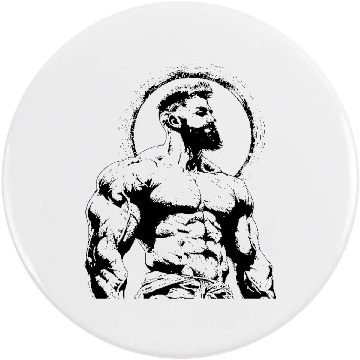 'Strongman with Beard ' Button Badge - 58mm - Pin Back / Lapel Badge for Clothes, Bags, Accessories and Gifts (BB00120380)