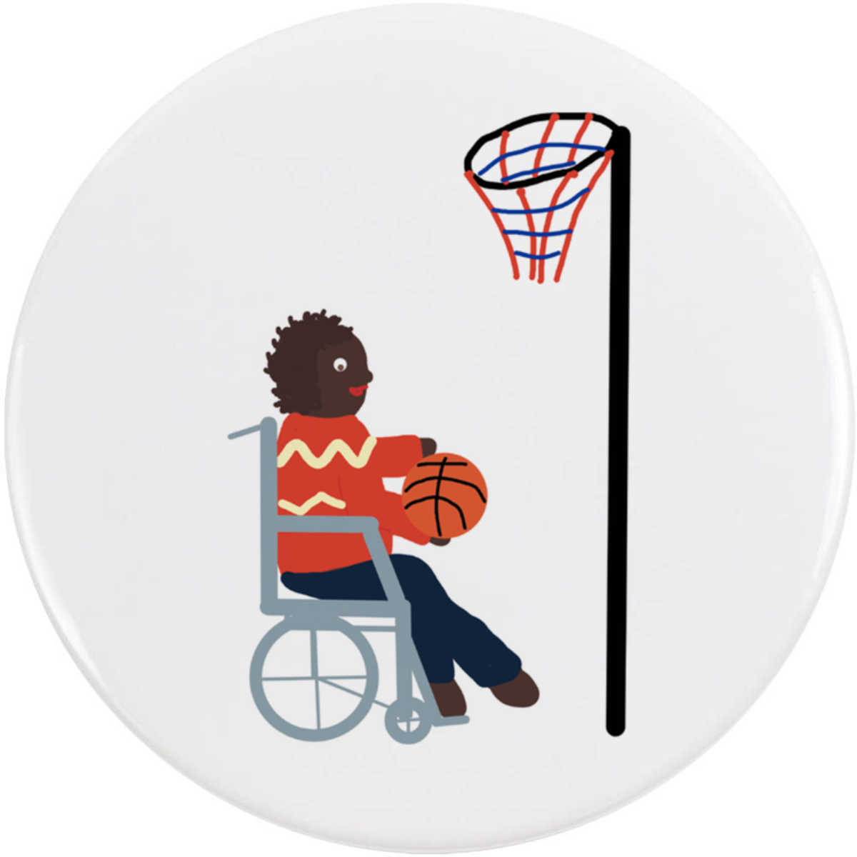 'Wheelchair Netball' Button Badge - 58mm - Pin Back / Lapel Badge for Clothes, Bags, Accessories and Gifts (BB00120745)