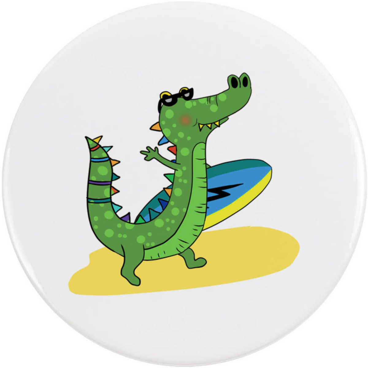 'Surfing Croc' Button Badge - 58mm - Pin Back / Lapel Badge for Clothes, Bags, Accessories and Gifts (BB00124212)