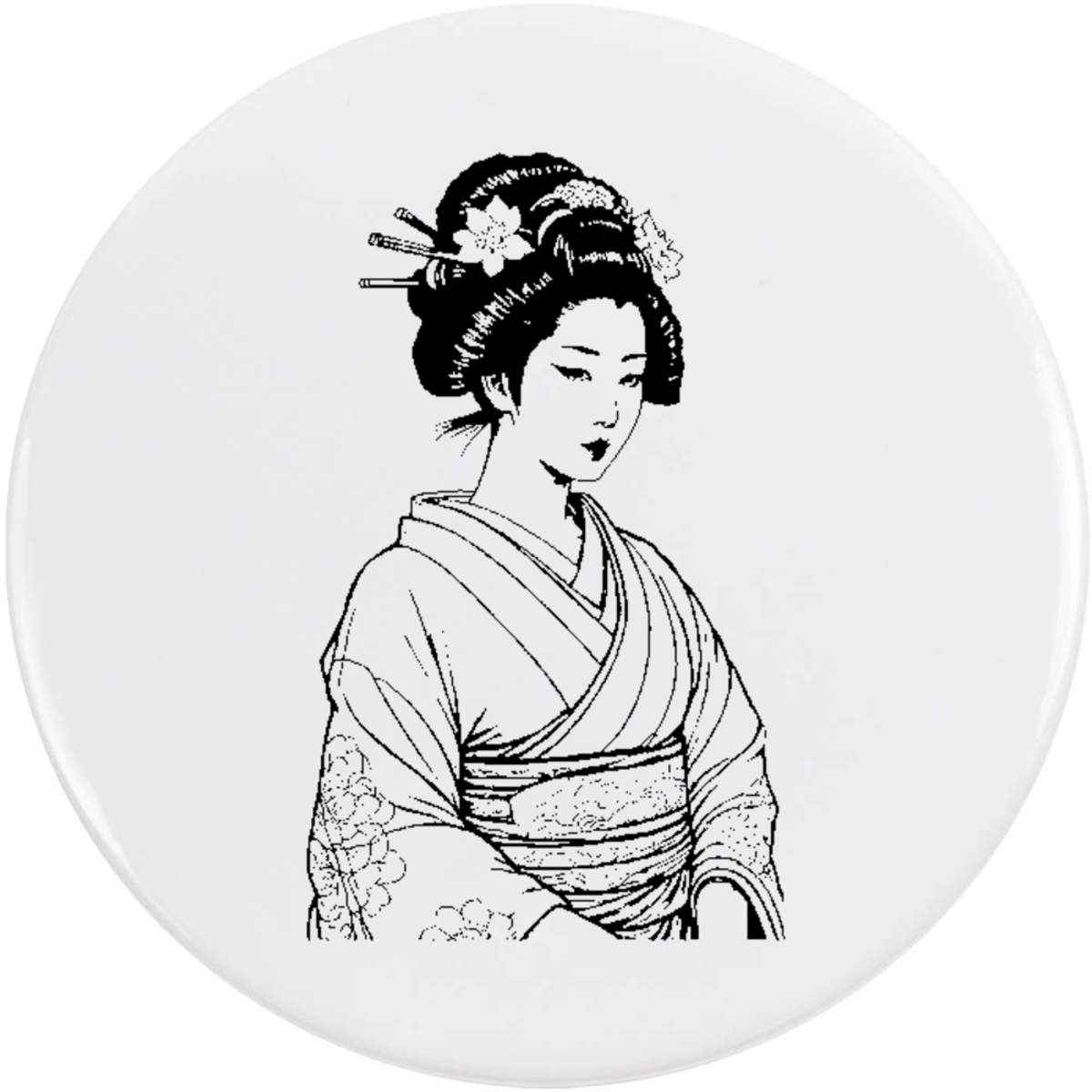 'Geisha' Button Badge - 58mm - Pin Back / Lapel Badge for Clothes, Bags, Accessories and Gifts (BB00126309)