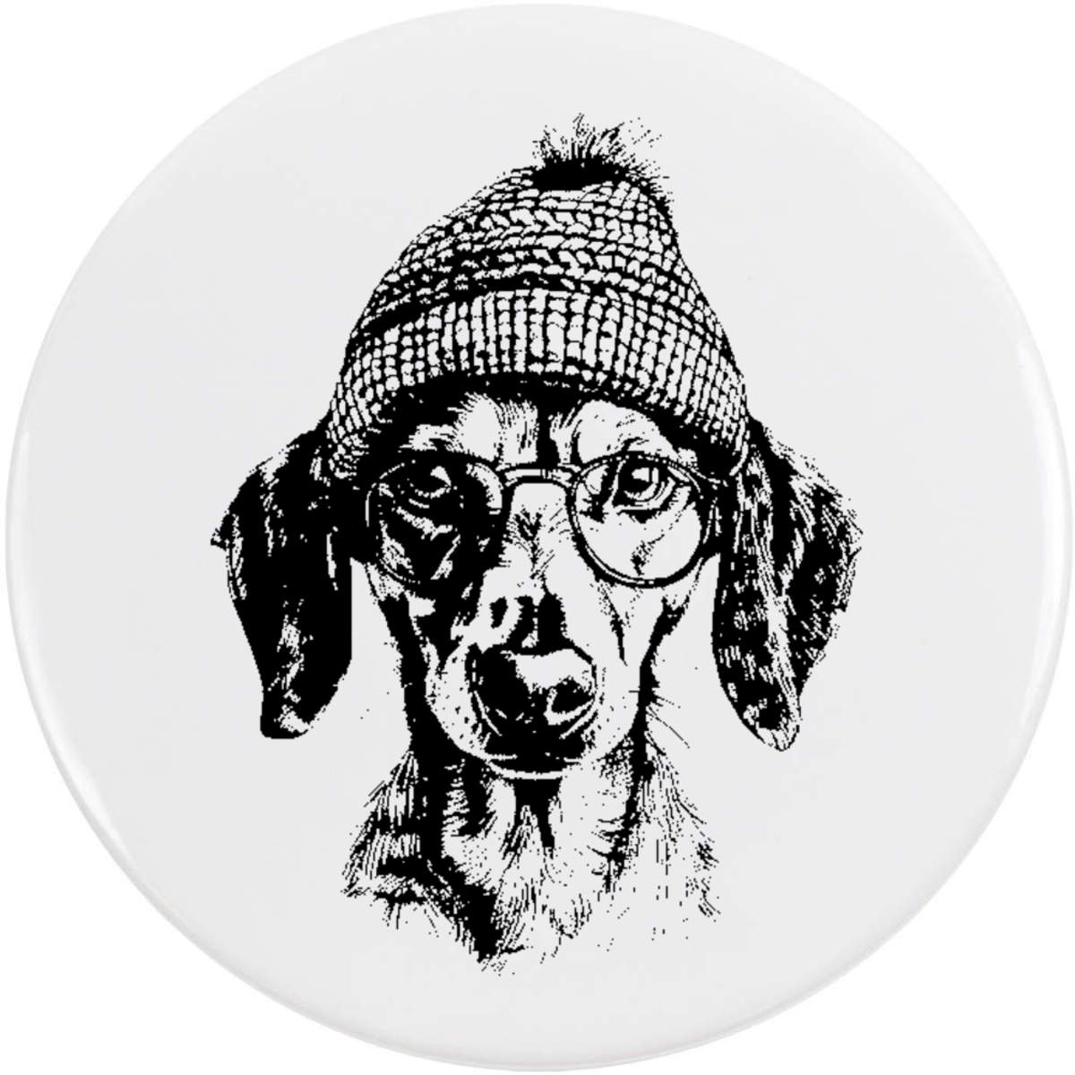 'Daschund Wearing Glasses' Button Badge - 58mm - Pin Back / Lapel Badge for Clothes, Bags, Accessories and Gifts (BB00128982)