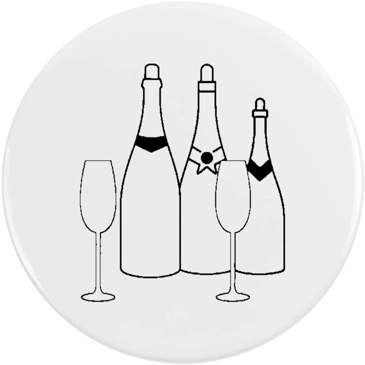 'Champagne & Glasses' Button Badge - 58mm - Pin Back / Lapel Badge for Clothes, Bags, Accessories and Gifts (BB00132047)