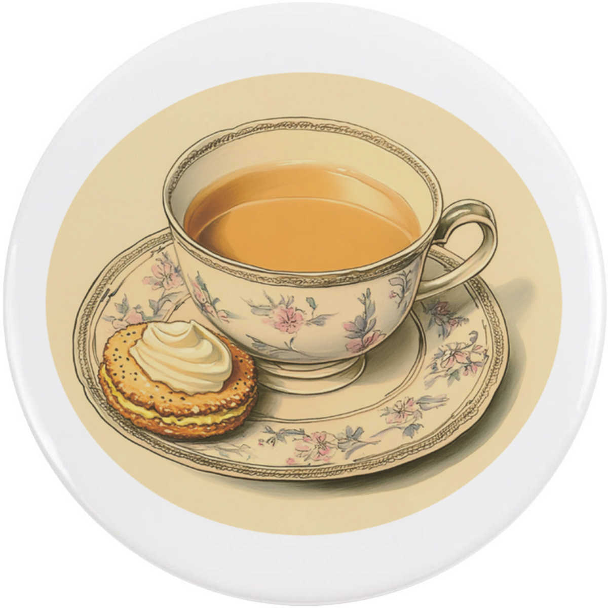 'Tea & Custard Cream' Button Badge - 58mm - Pin Back / Lapel Badge for Clothes, Bags, Accessories and Gifts (BB00136531)