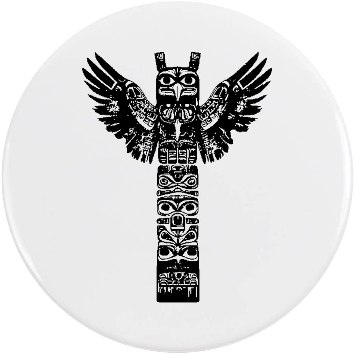 58mm 'Tribal Totem Pole ' Medium Button Pin Badge (BB00137957)