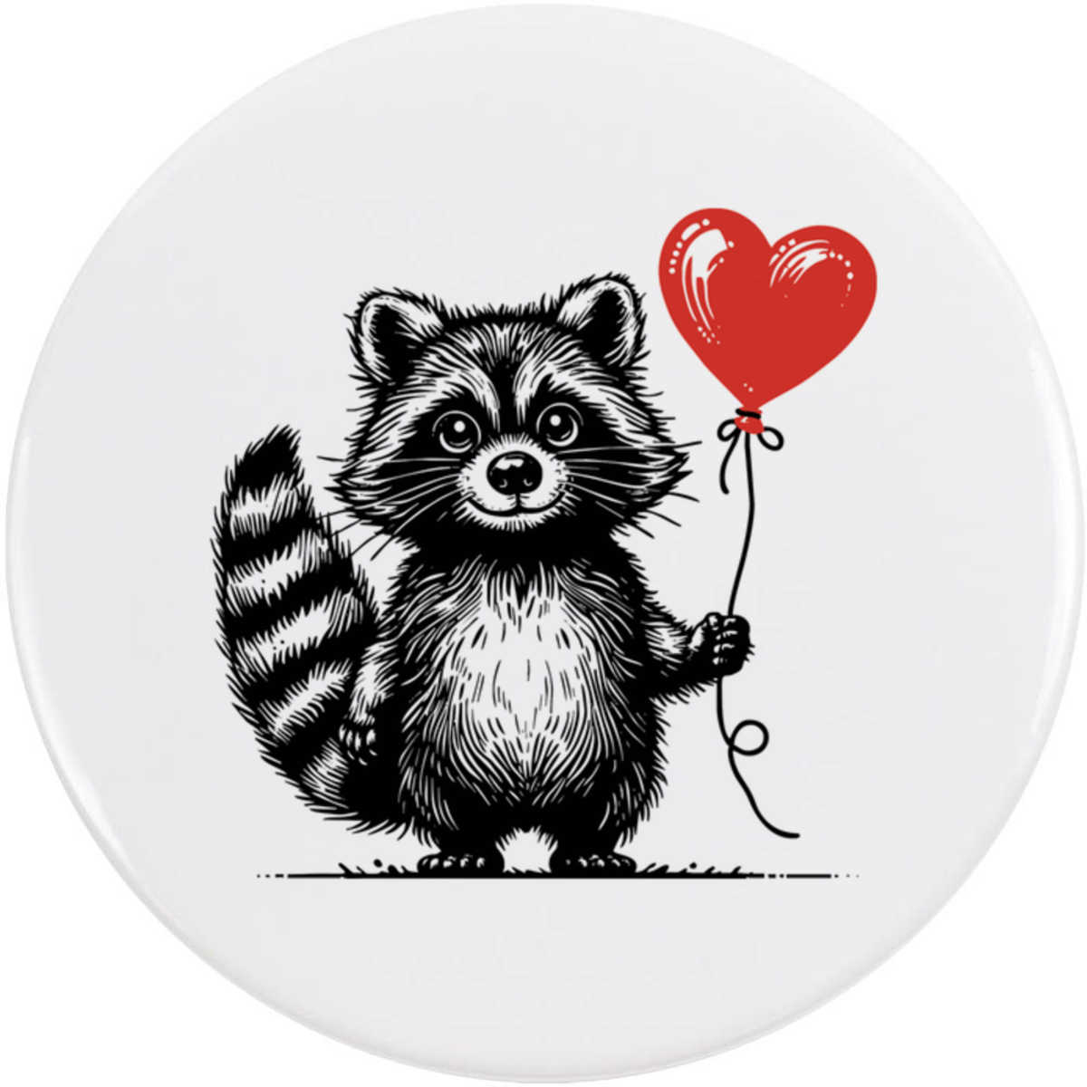 'Raccoon Holding Balloon' Button Badge - 58mm - Pin Back / Lapel Badge for Clothes, Bags, Accessories and Gifts (BB00139807)