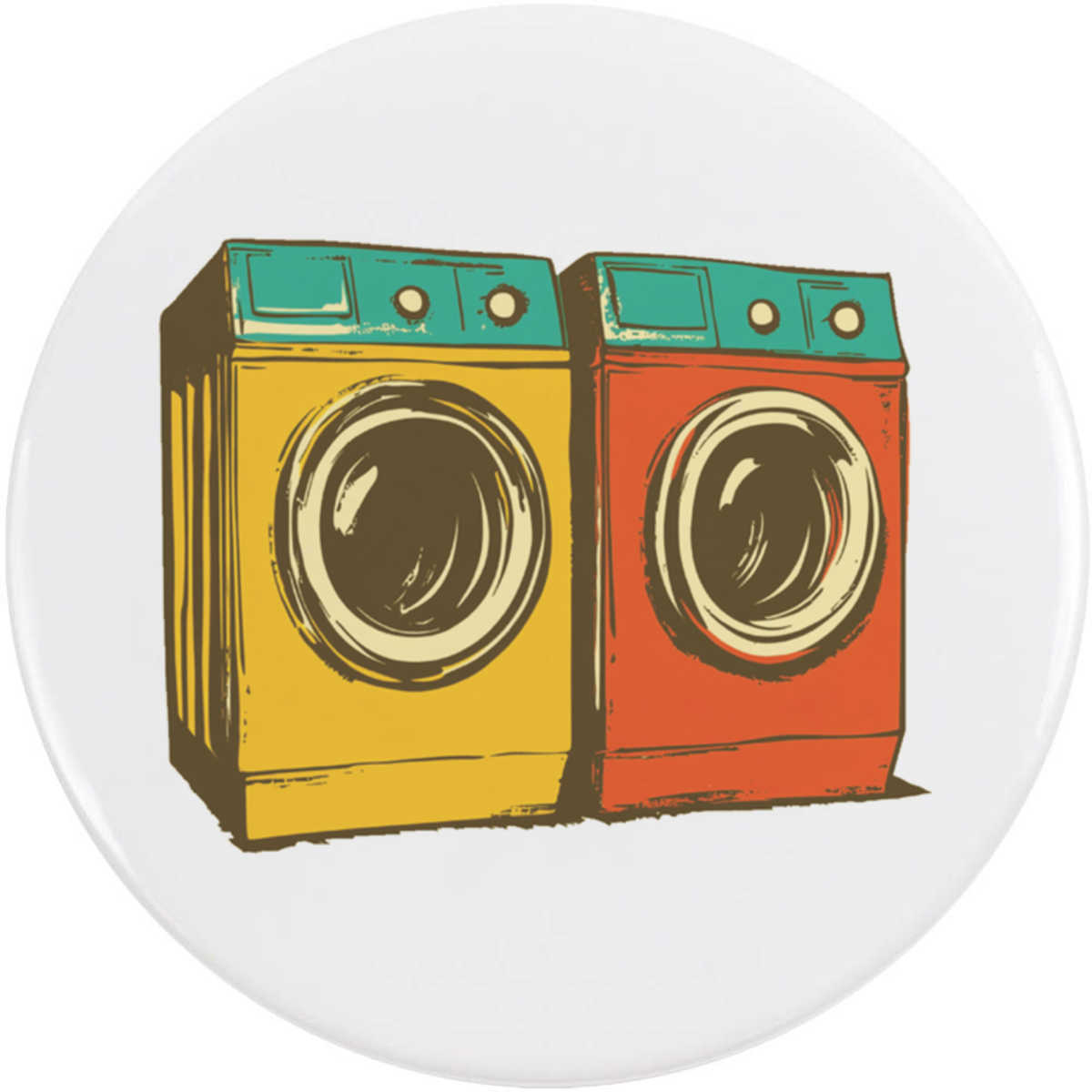 'Two Washing Machines' Button Badge - 58mm - Pin Back / Lapel Badge for Clothes, Bags, Accessories and Gifts (BB00140564)