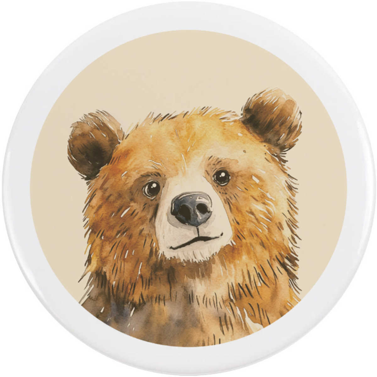 58mm 'Cute Brown Bear' Medium Button Pin Badge (BB00140986)