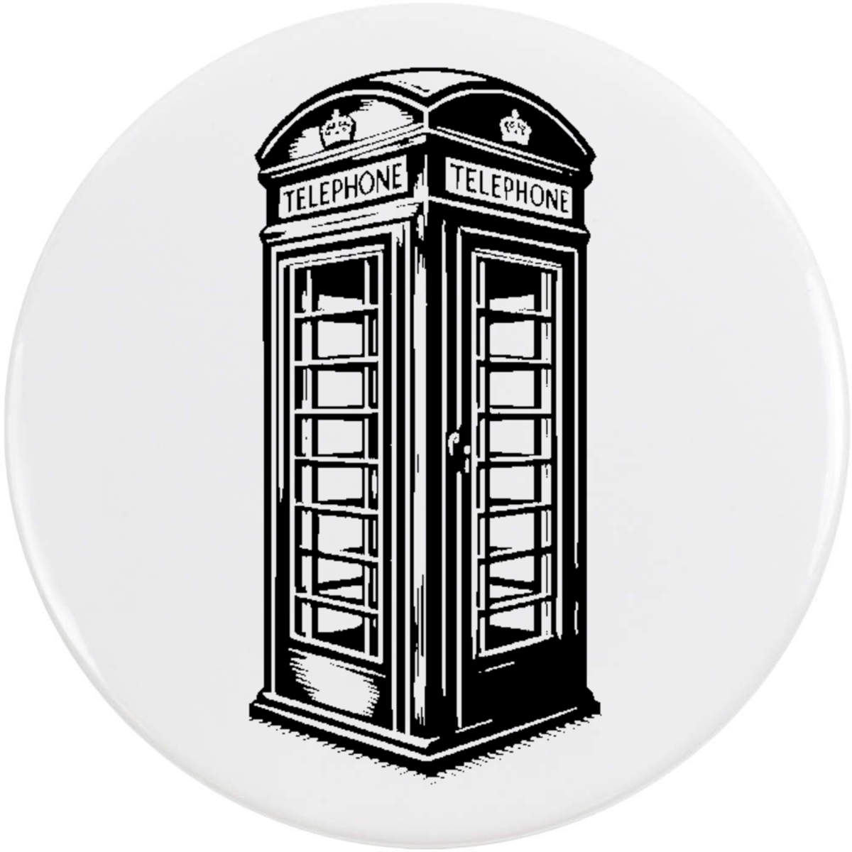 'British Telephone Kiosk' Button Badge - 58mm - Pin Back / Lapel Badge for Clothes, Bags, Accessories and Gifts (BB00141361)