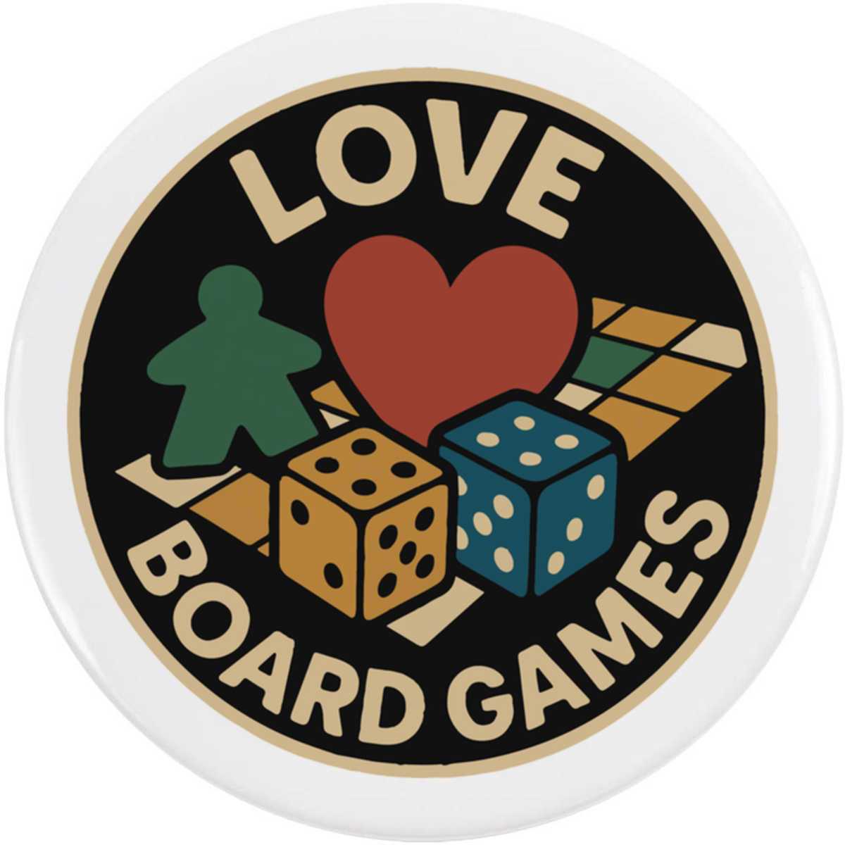 'Love Board Games' Button Badge - 58mm - Pin Back / Lapel Badge for Clothes, Bags, Accessories and Gifts (BB00143527)