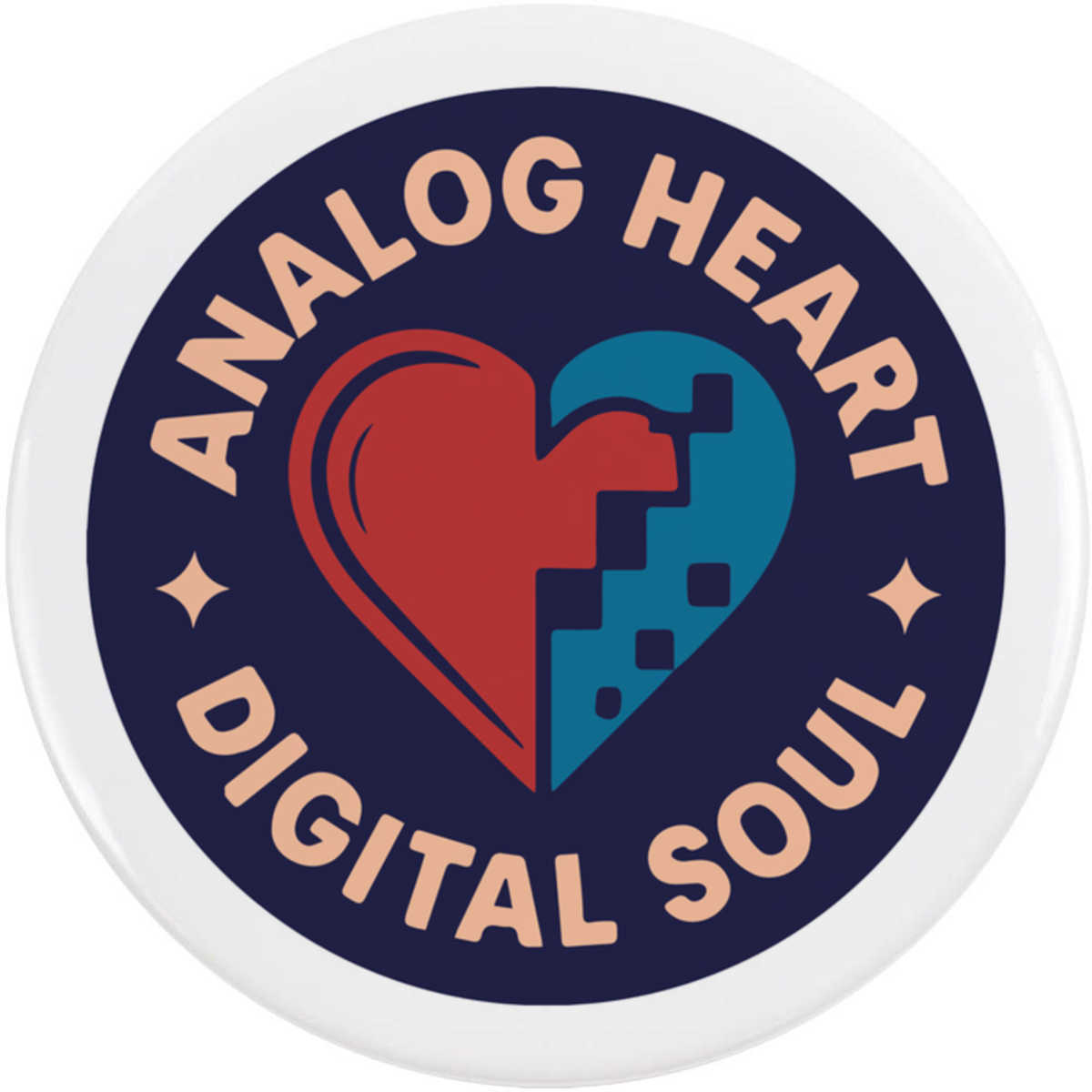 'Analogue Heart' Button Badge - 58mm - Pin Back / Lapel Badge for Clothes, Bags, Accessories and Gifts (BB00143986)