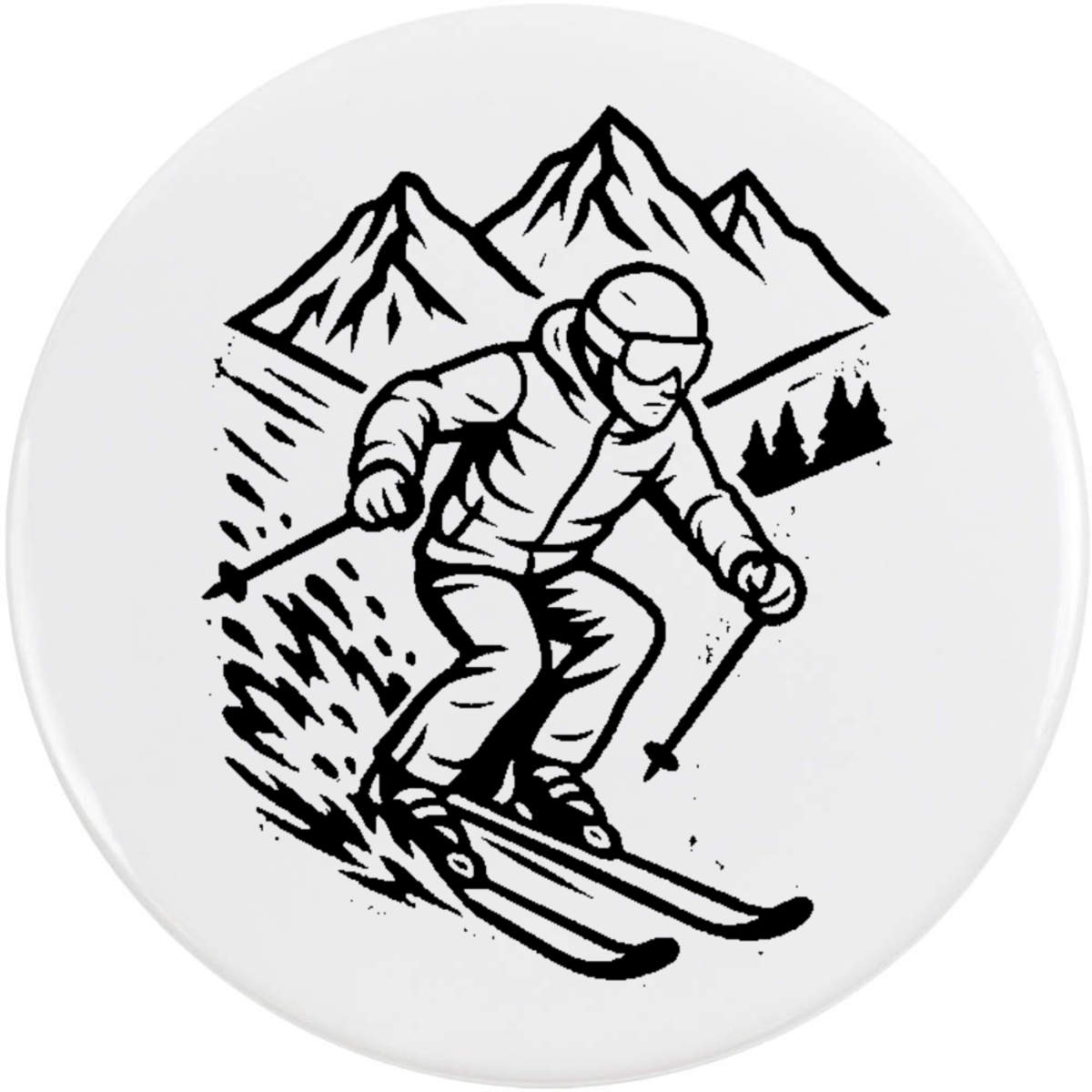 'Downhill Skiing' Button Badge - 58mm - Pin Back / Lapel Badge for Clothes, Bags, Accessories and Gifts (BB00144148)