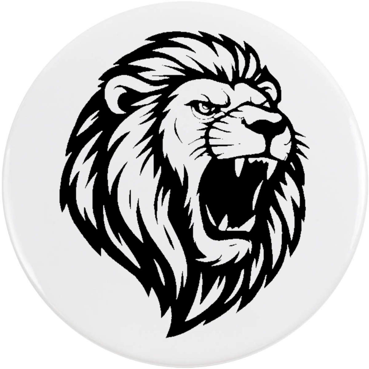 'Powerful Roaring Lion' Button Badge - 58mm - Pin Back / Lapel Badge for Clothes, Bags, Accessories and Gifts (BB00144858)