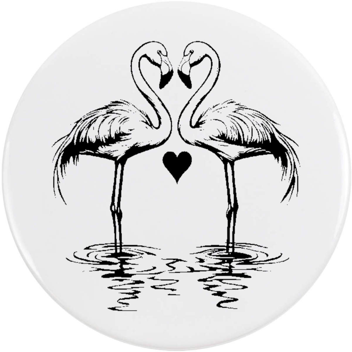 'Pair Of Flamingos & Heart' Button Badge - 58mm - Pin Back / Lapel Badge for Clothes, Bags, Accessories and Gifts (BB00146885)