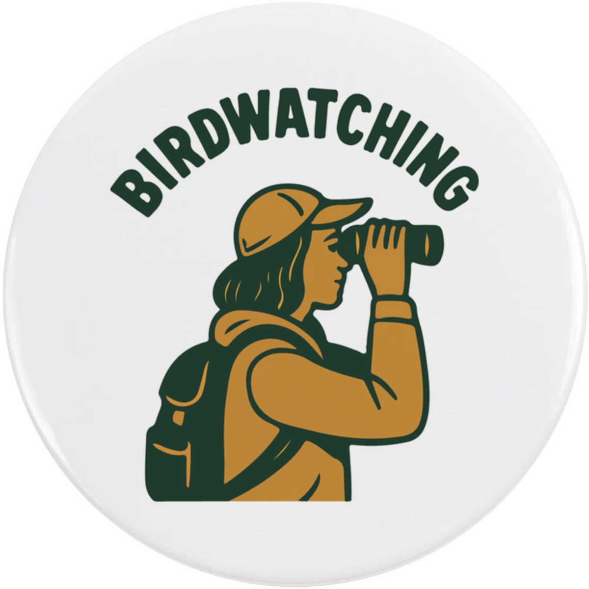 58mm 'Birdwatching Person with Binoculars' Medium Button Pin Badge (BB00148001)