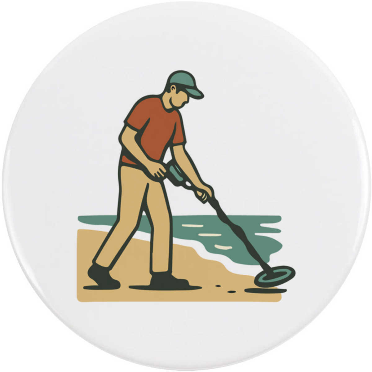 'Man Metal Detecting' Button Badge - 58mm - Pin Back / Lapel Badge for Clothes, Bags, Accessories and Gifts (BB00148616)