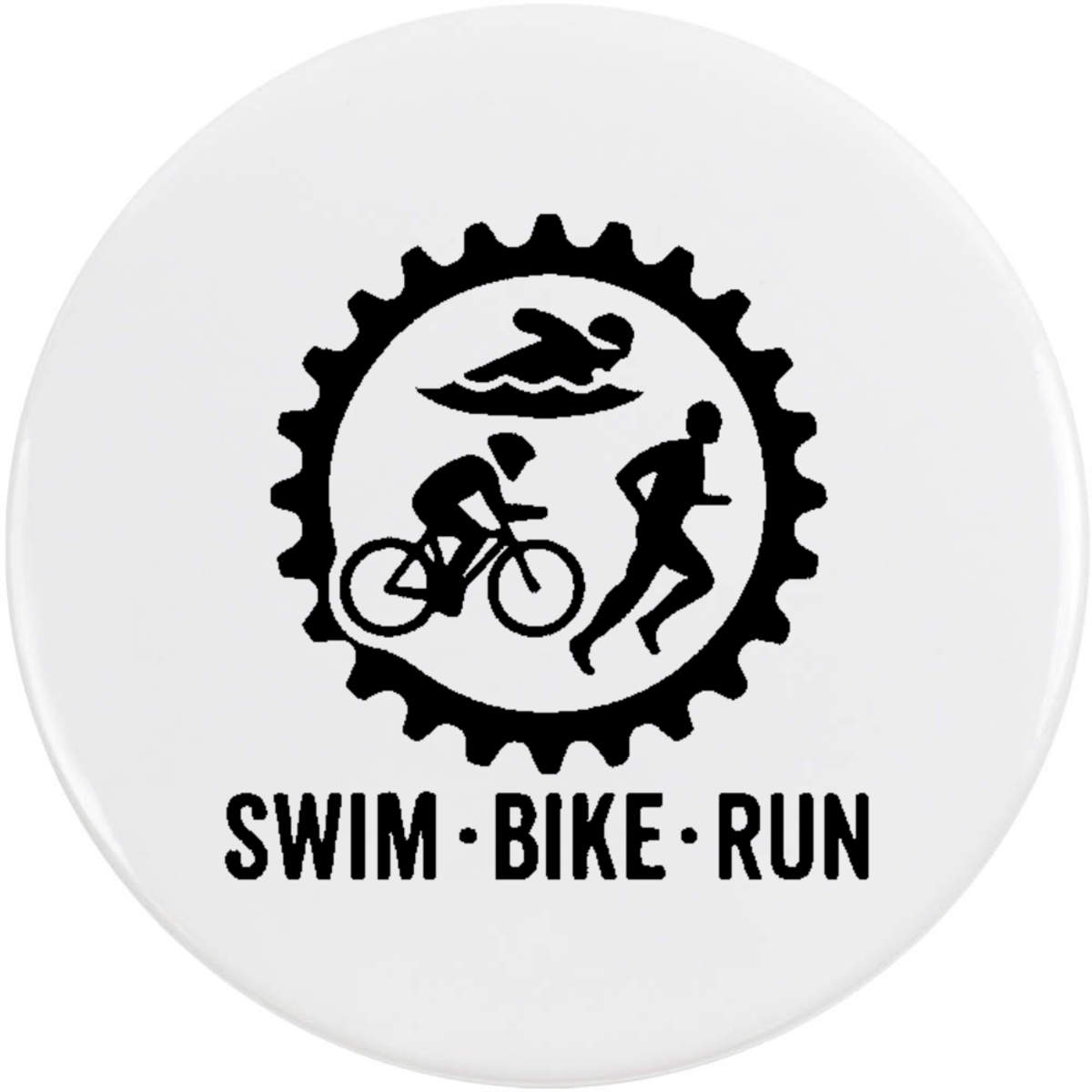 'Swim Bike Run Triathlon' Button Badge - 58mm - Pin Back / Lapel Badge for Clothes, Bags, Accessories and Gifts (BB00151032)