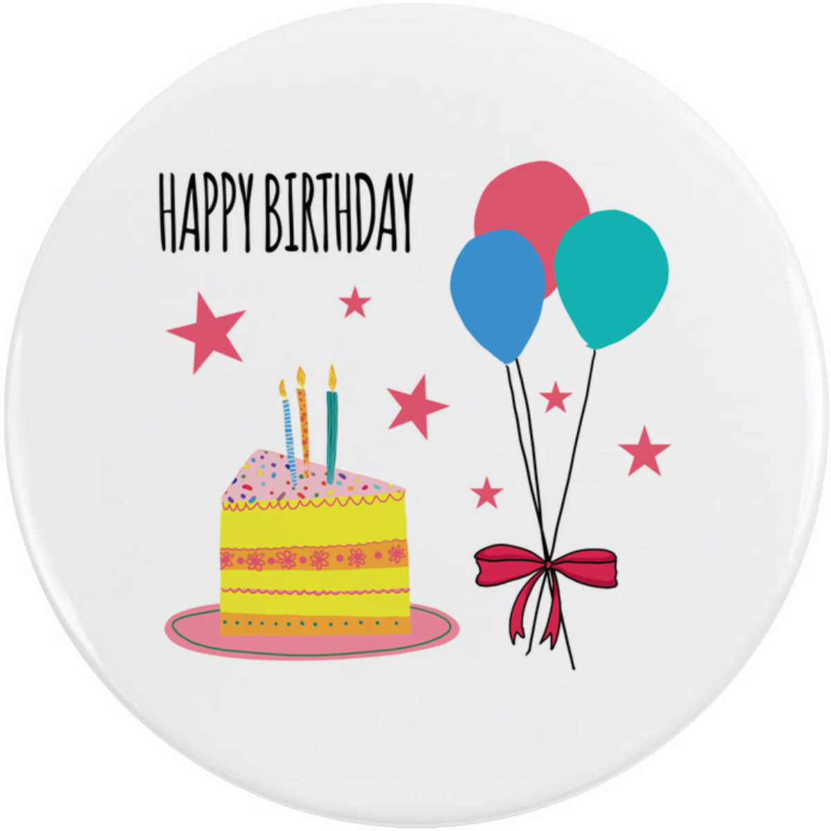 'Birthday Cake & Balloons' Button Badge - 58mm - Pin Back / Lapel Badge for Clothes, Bags, Accessories and Gifts (BB00152190)