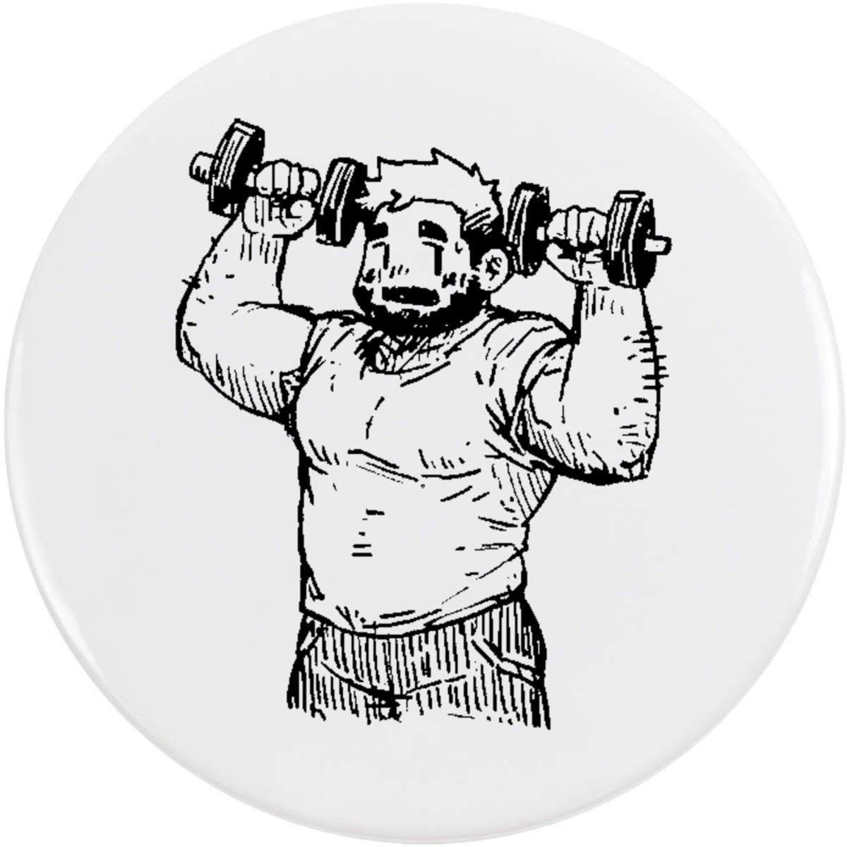 'Guy Lifting Weights' Button Badge - 58mm - Pin Back / Lapel Badge for Clothes, Bags, Accessories and Gifts (BB00153328)