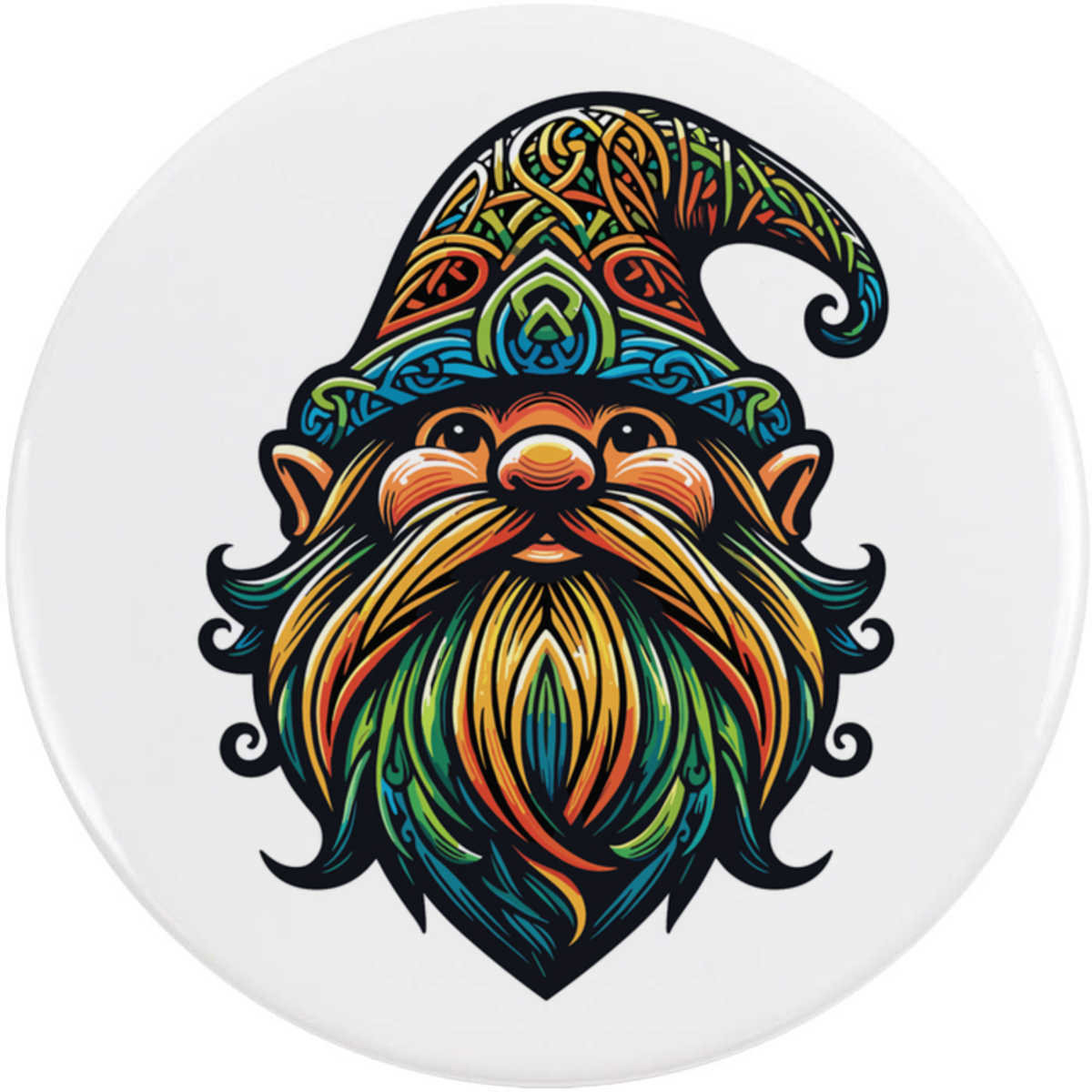 'Colourful Wizard Gnome' Button Badge - 58mm - Pin Back / Lapel Badge for Clothes, Bags, Accessories and Gifts (BB00155605)