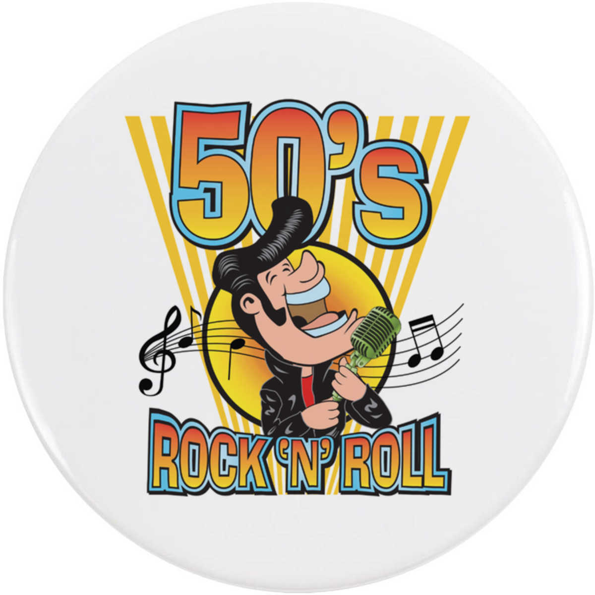 'Rock and Roll Music' Button Badge - 58mm - Pin Back / Lapel Badge for Clothes, Bags, Accessories and Gifts (BB00155896)
