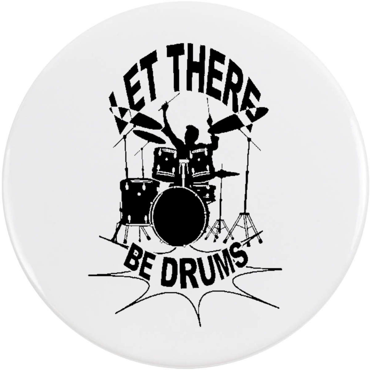 'Rock and Roll Drummer' Button Badge - 58mm - Pin Back / Lapel Badge for Clothes, Bags, Accessories and Gifts (BB00157987)