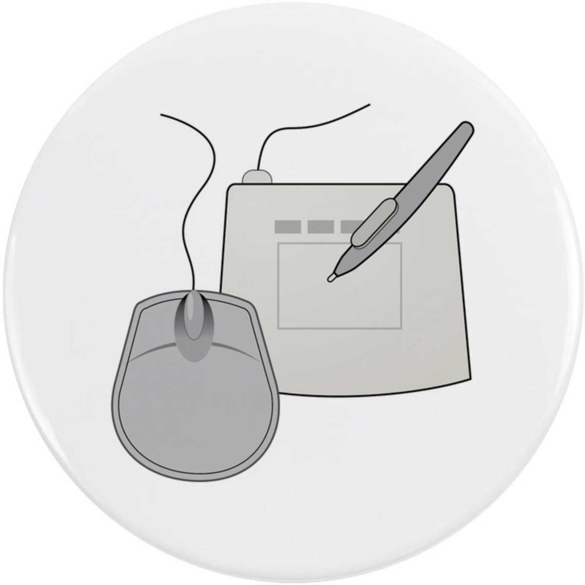 'Graphic Tablet And Mouse' Button Badge - 58mm - Pin Back / Lapel Badge for Clothes, Bags, Accessories and Gifts (BB00158113)