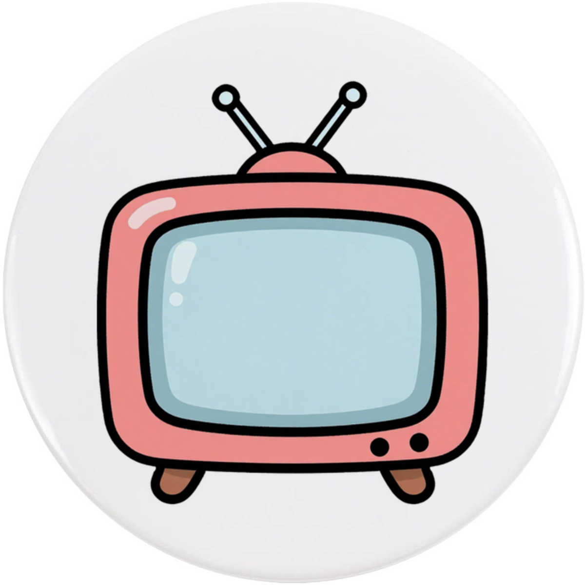 'Cartoon Television' Button Badge - 58mm - Pin Back / Lapel Badge for Clothes, Bags, Accessories and Gifts (BB00161028)