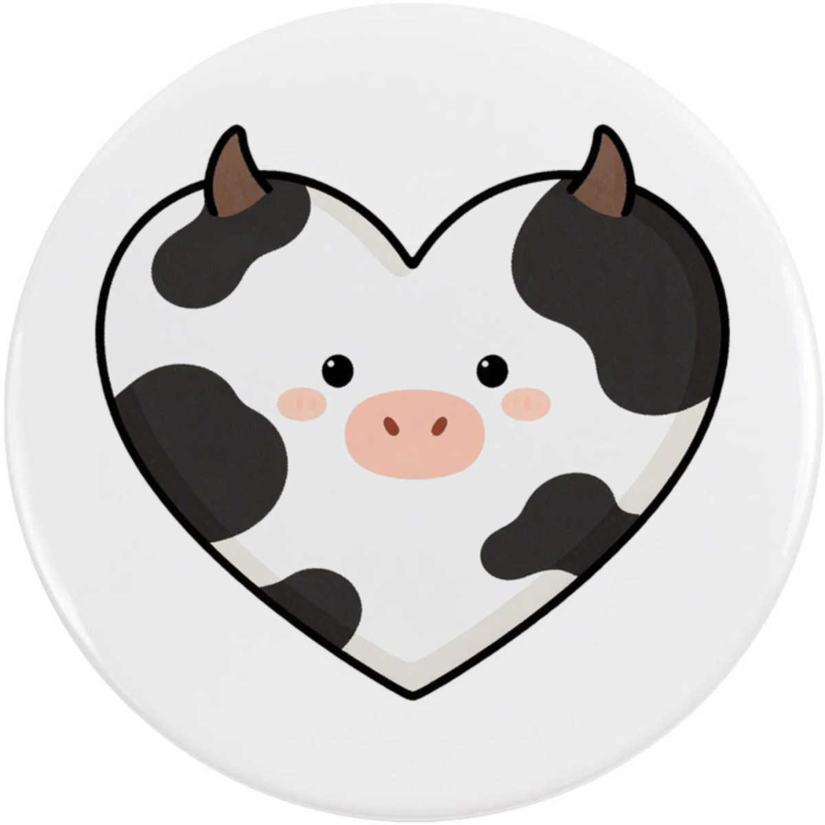 'Cow Print Heart' Button Badge - 58mm - Pin Back / Lapel Badge for Clothes, Bags, Accessories and Gifts (BB00162344)