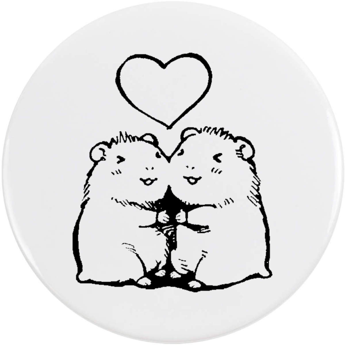 'Cute Hamsters with Heart' Button Badge - 58mm - Pin Back / Lapel Badge for Clothes, Bags, Accessories and Gifts (BB00162939)