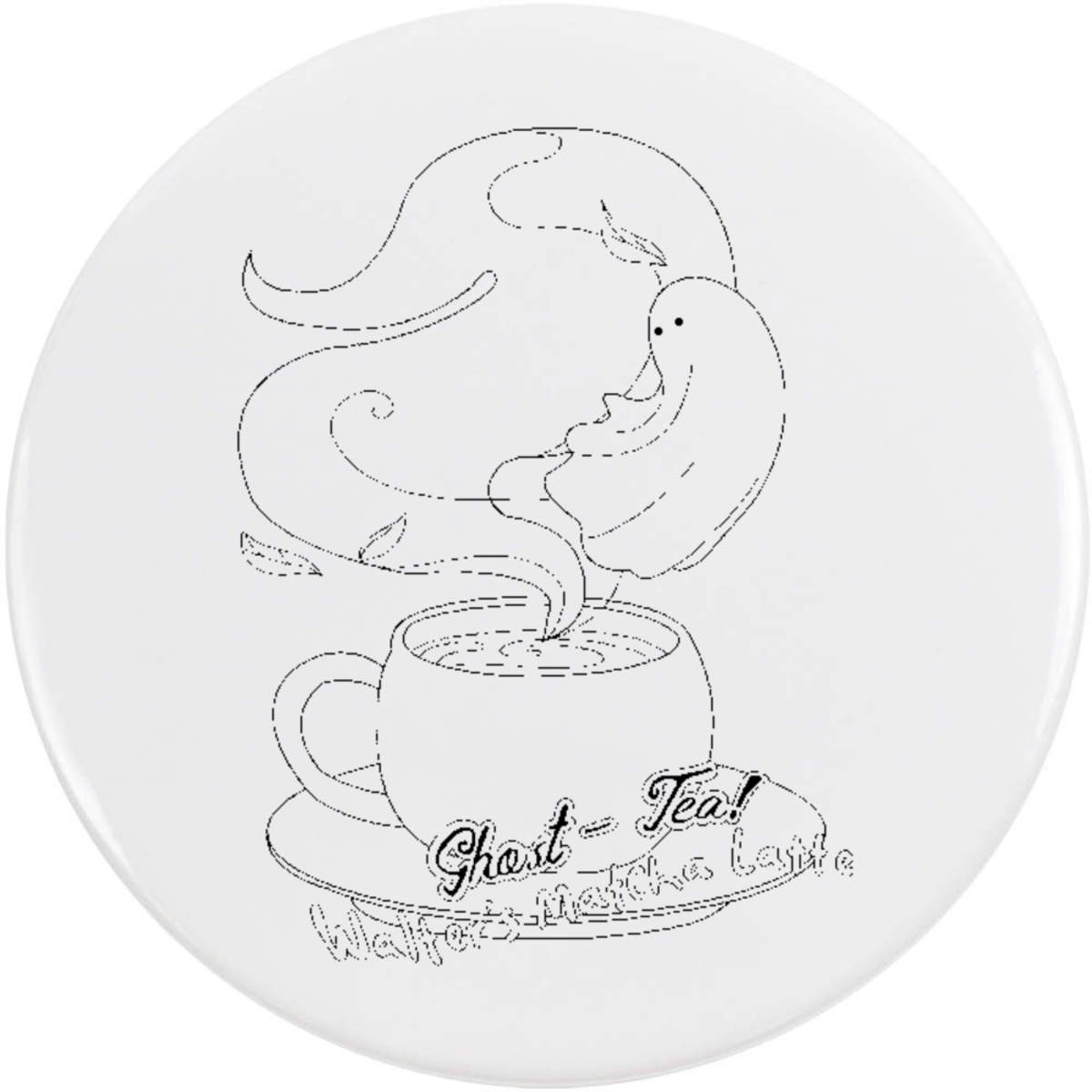 'Spooky Ghost Matcha Tea' Button Badge - 58mm - Pin Back / Lapel Badge for Clothes, Bags, Accessories and Gifts (BB00162978)