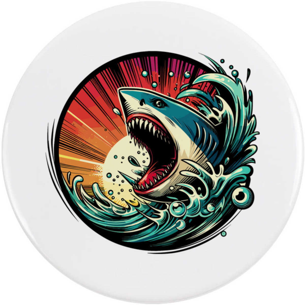'Shark Attack' Button Badge - 58mm - Pin Back / Lapel Badge for Clothes, Bags, Accessories and Gifts (BB00163905)