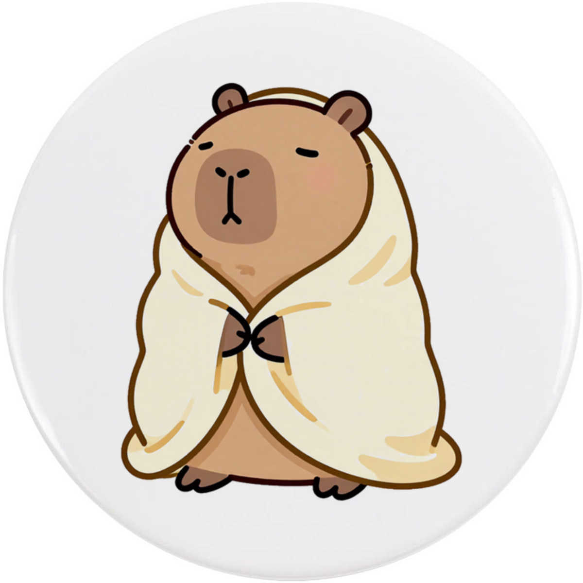'Capybara in Blanket' Button Badge - 58mm - Pin Back / Lapel Badge for Clothes, Bags, Accessories and Gifts (BB00166279)