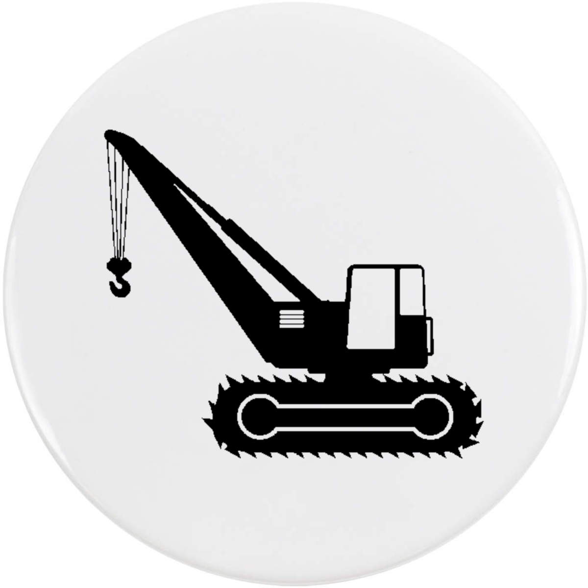 'Tracked Crane Silhouette' Button Badge - 58mm - Pin Back / Lapel Badge for Clothes, Bags, Accessories and Gifts (BB00166405)