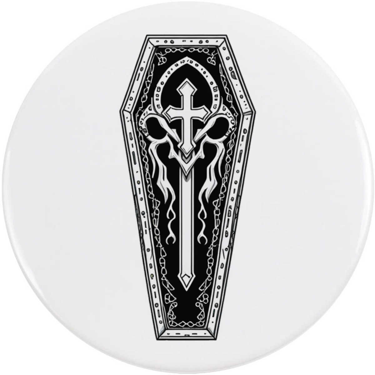 'Decorative Coffin' Button Badge - 58mm - Pin Back / Lapel Badge for Clothes, Bags, Accessories and Gifts (BB00166815)