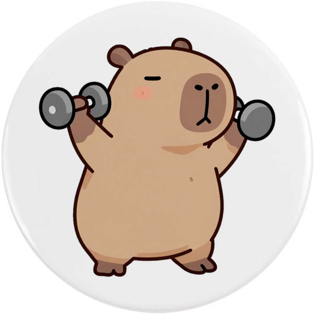 'Capybara Lifting Weights' Button Badge - 58mm - Pin Back / Lapel Badge for Clothes, Bags, Accessories and Gifts (BB00167412)
