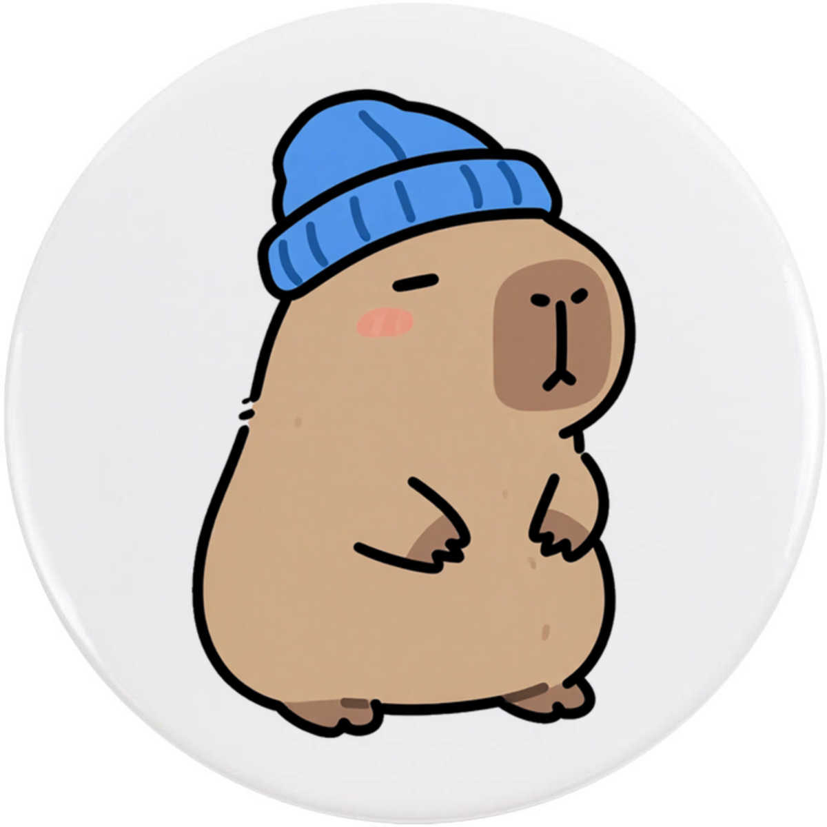 'Capybara with Beanie' Button Badge - 58mm - Pin Back / Lapel Badge for Clothes, Bags, Accessories and Gifts (BB00167460)