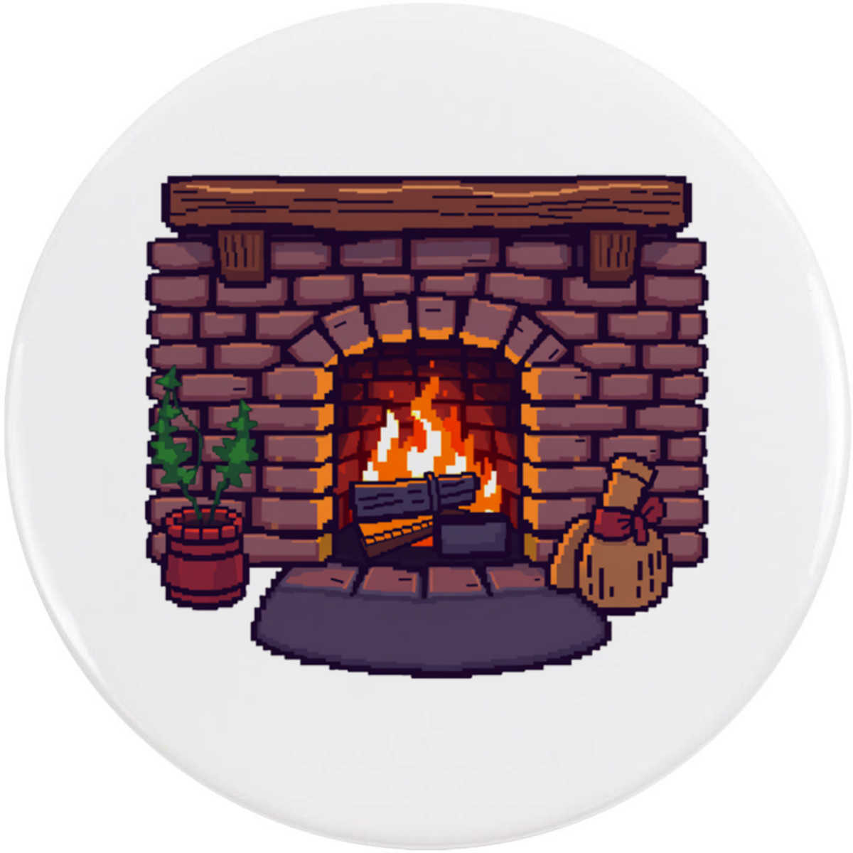 'Cosy Fireplace' Button Badge - 58mm - Pin Back / Lapel Badge for Clothes, Bags, Accessories and Gifts (BB00168354)