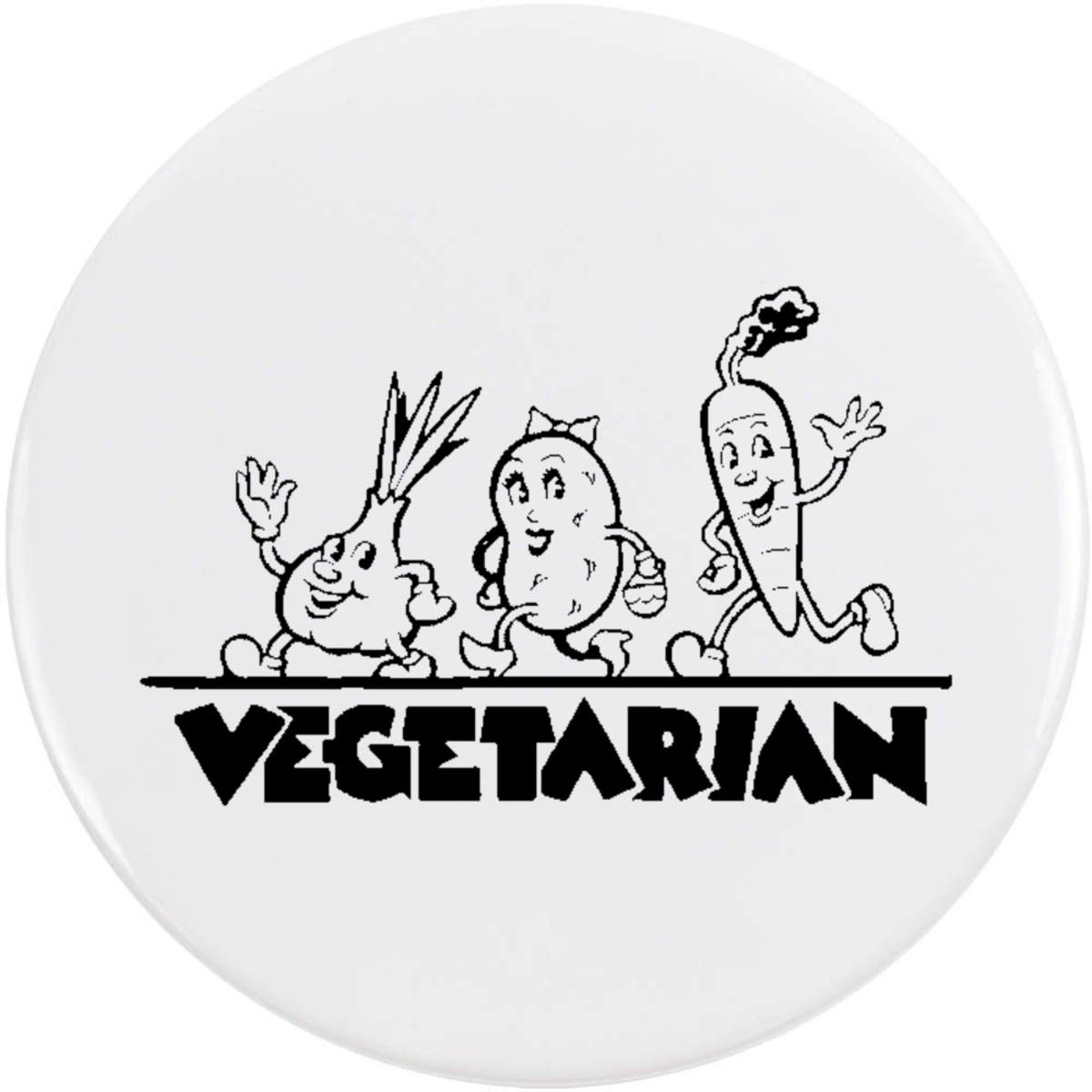 'Happy Vegetarian' Button Badge - 58mm - Pin Back / Lapel Badge for Clothes, Bags, Accessories and Gifts (BB00170049)