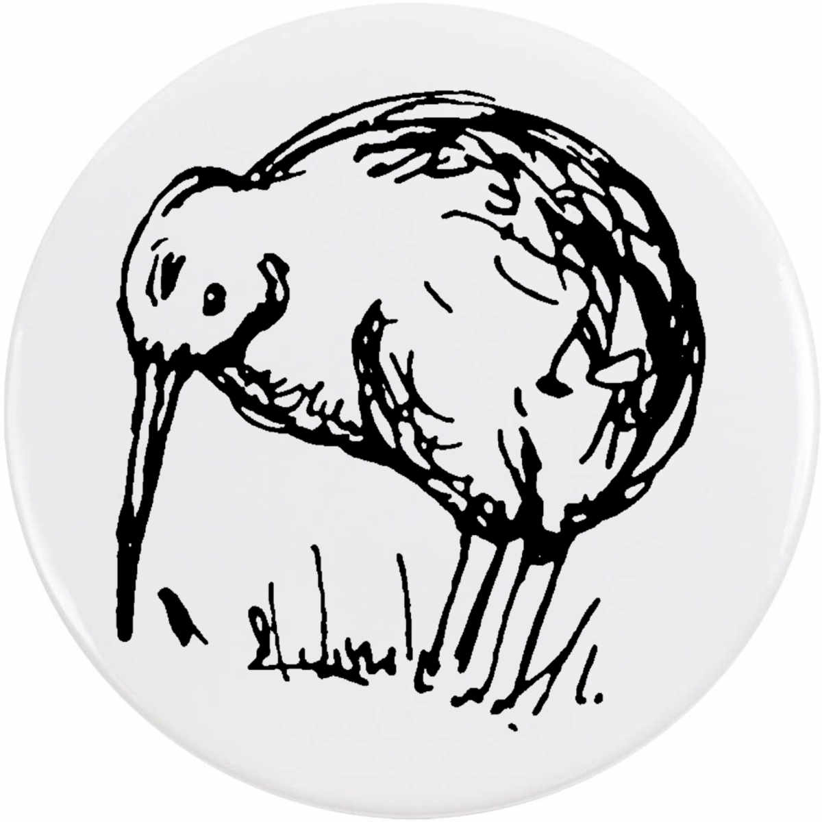 77mm 'Kiwi' Large Button Pin Badge (BB00011822)