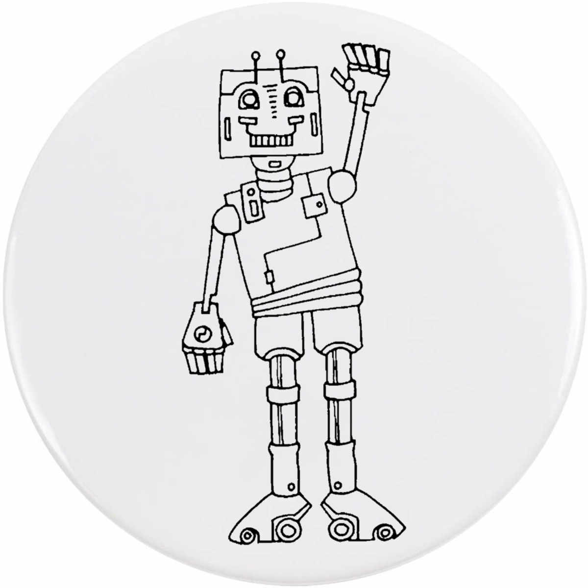 'Waving Robot' Button Pin Badges (BB007166)