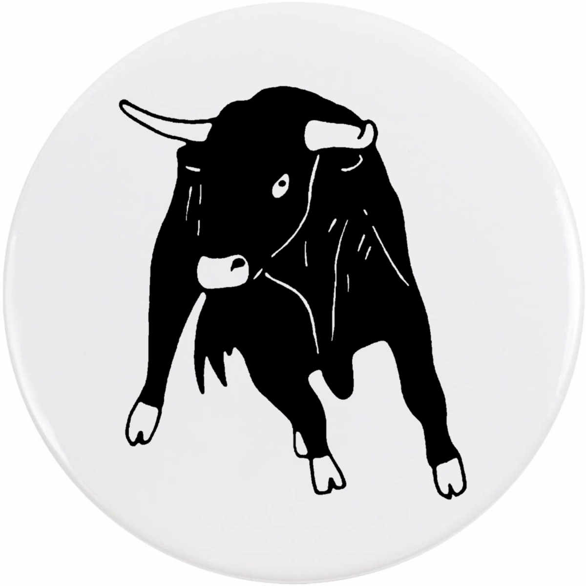 77mm 'Charging Bull' Large Button Pin Badge (BB00045979)