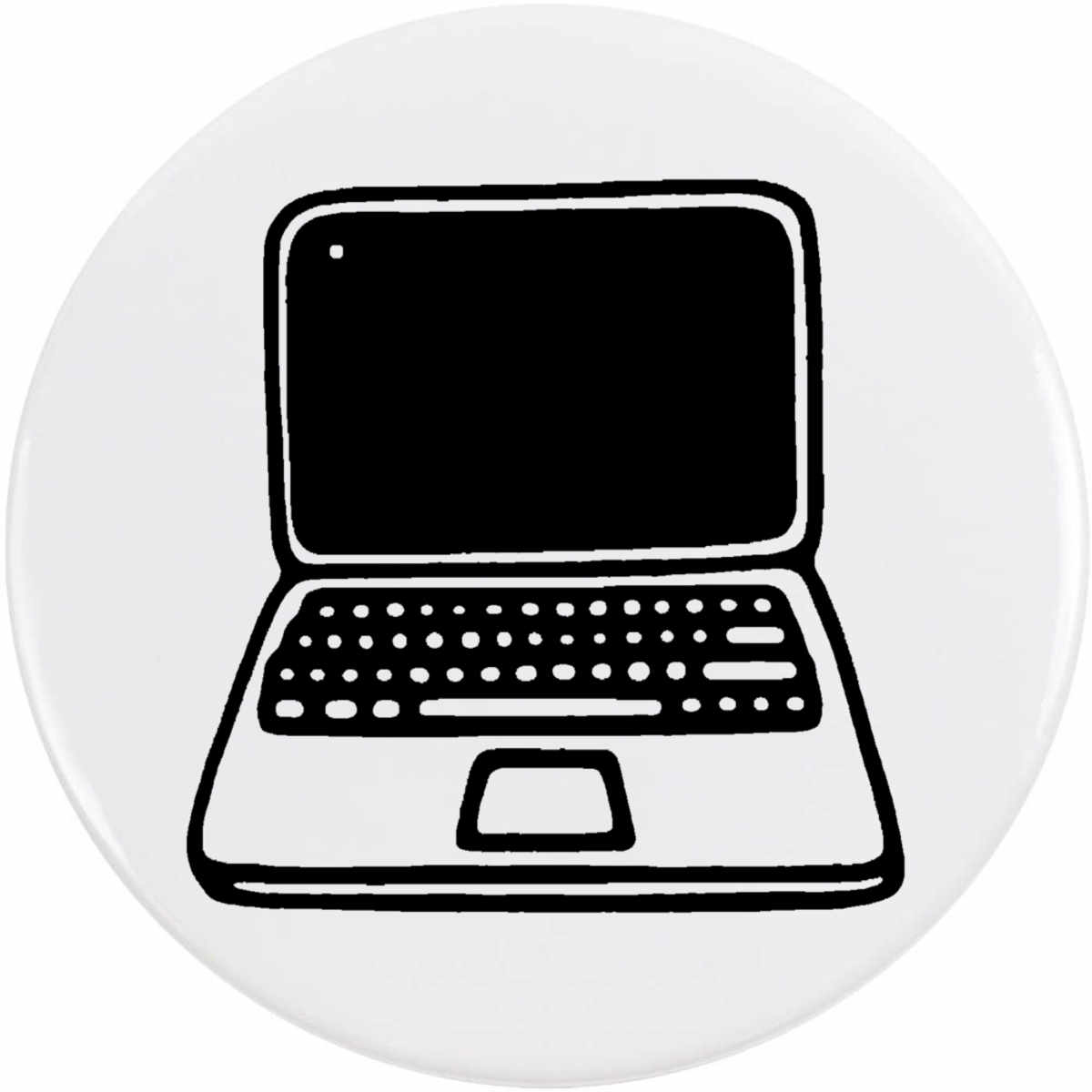77mm 'Laptop' Large Button Pin Badge (BB00050648)