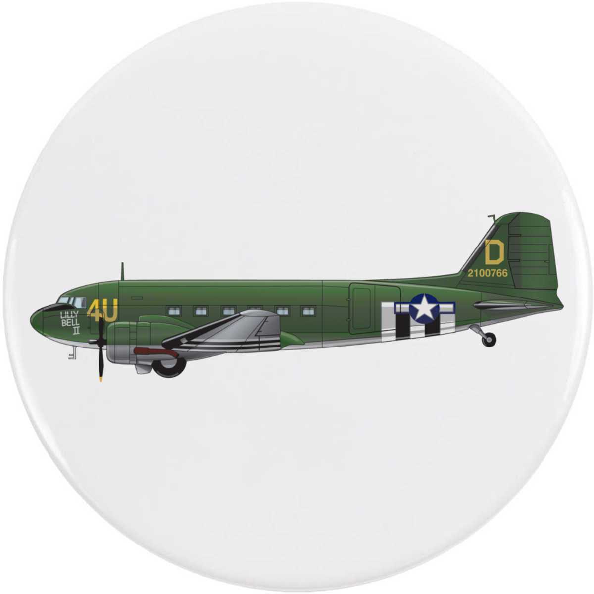 'Douglas C-47 Skytrain' Button Pin Badges (BB021148)