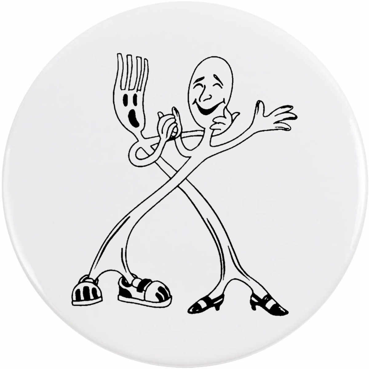 'Dancing Fork & Spoon' Button Pin Badges (BB022942)