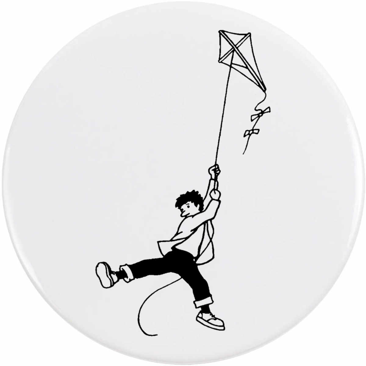 77mm 'Boy With Kite' Large Button Pin Badge (BB00058828)