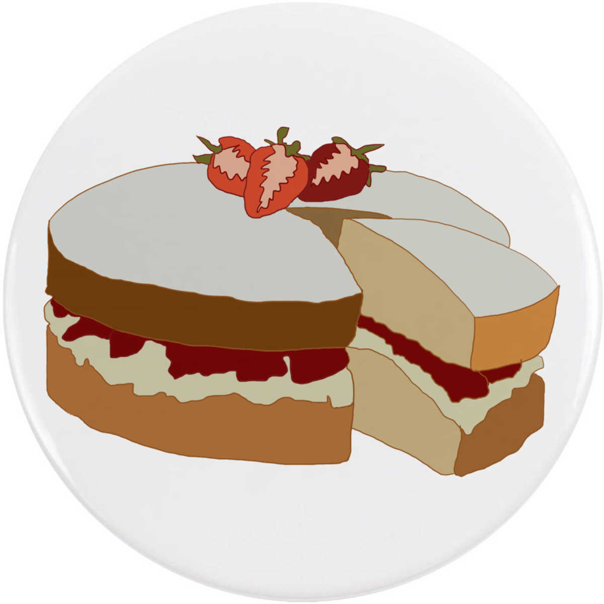 77mm 'Victoria Sponge Cake' Large Button Pin Badge (BB00069102)