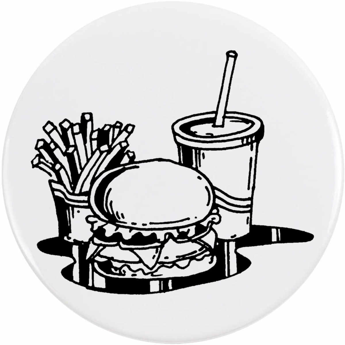 77mm 'Fast Food Meal' Large Button Pin Badge (BB00070557)