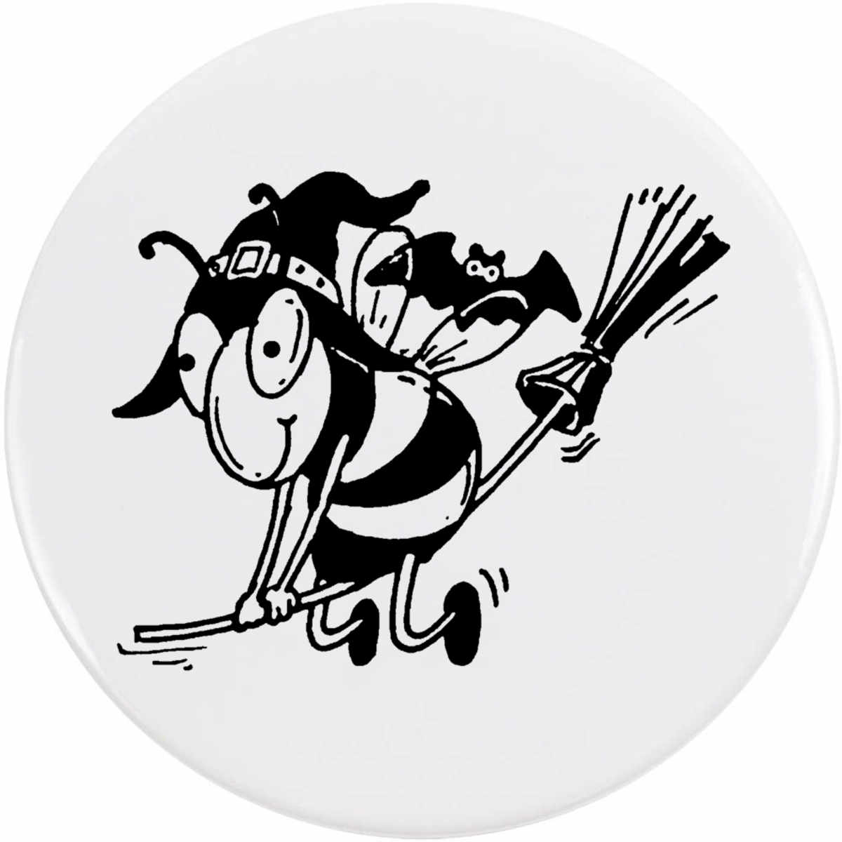 'Bumblebee Witch' Button Pin Badges (BB030186)