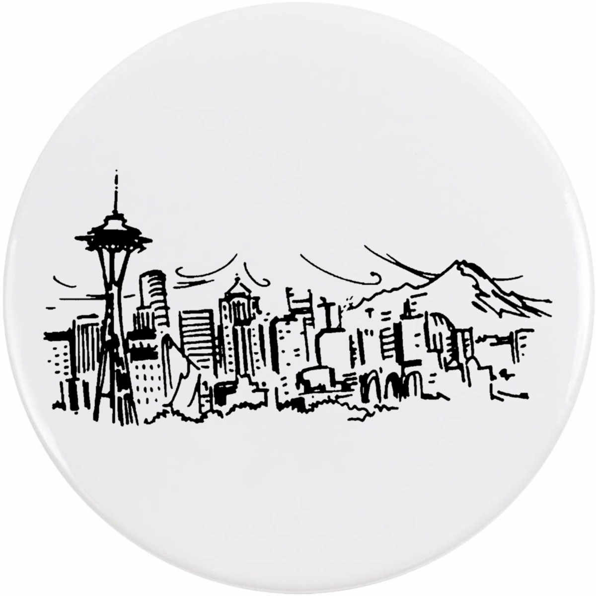 77mm 'Seattle Cityscape' Large Button Pin Badge (BB00081906)